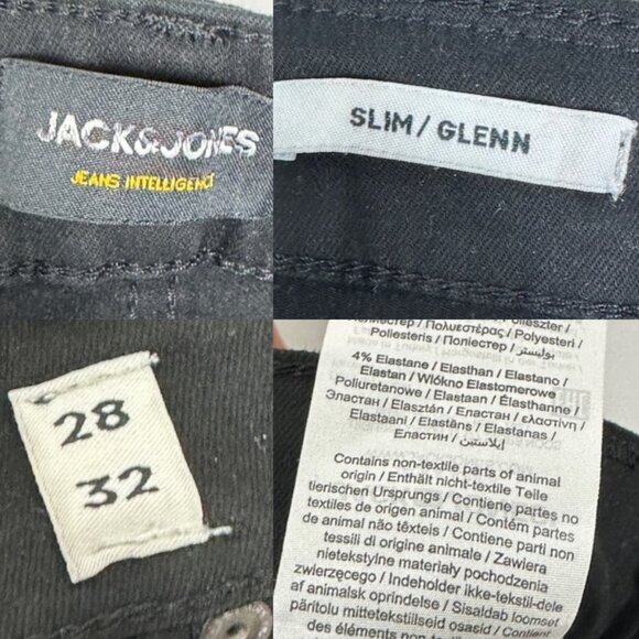 Jack & Jones Stretch Slim Glenn Fit Black Denim Jeans Mens Size 28 x 32 Pant NEW - Picture 6 of 15